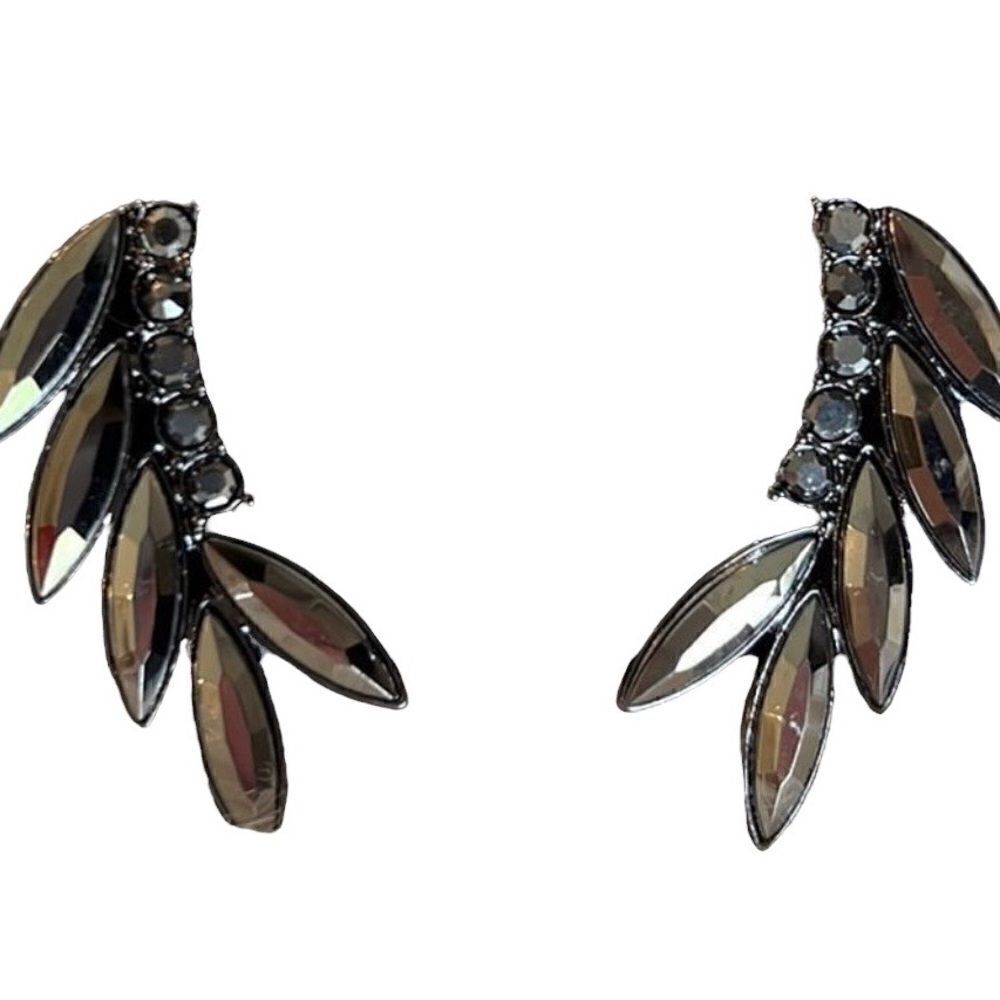 Torrid hematite gray facetted crawler earrings
